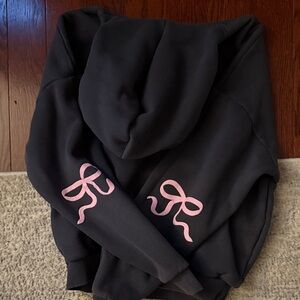 Edikted Black Hoodie with Pink Bow Accents